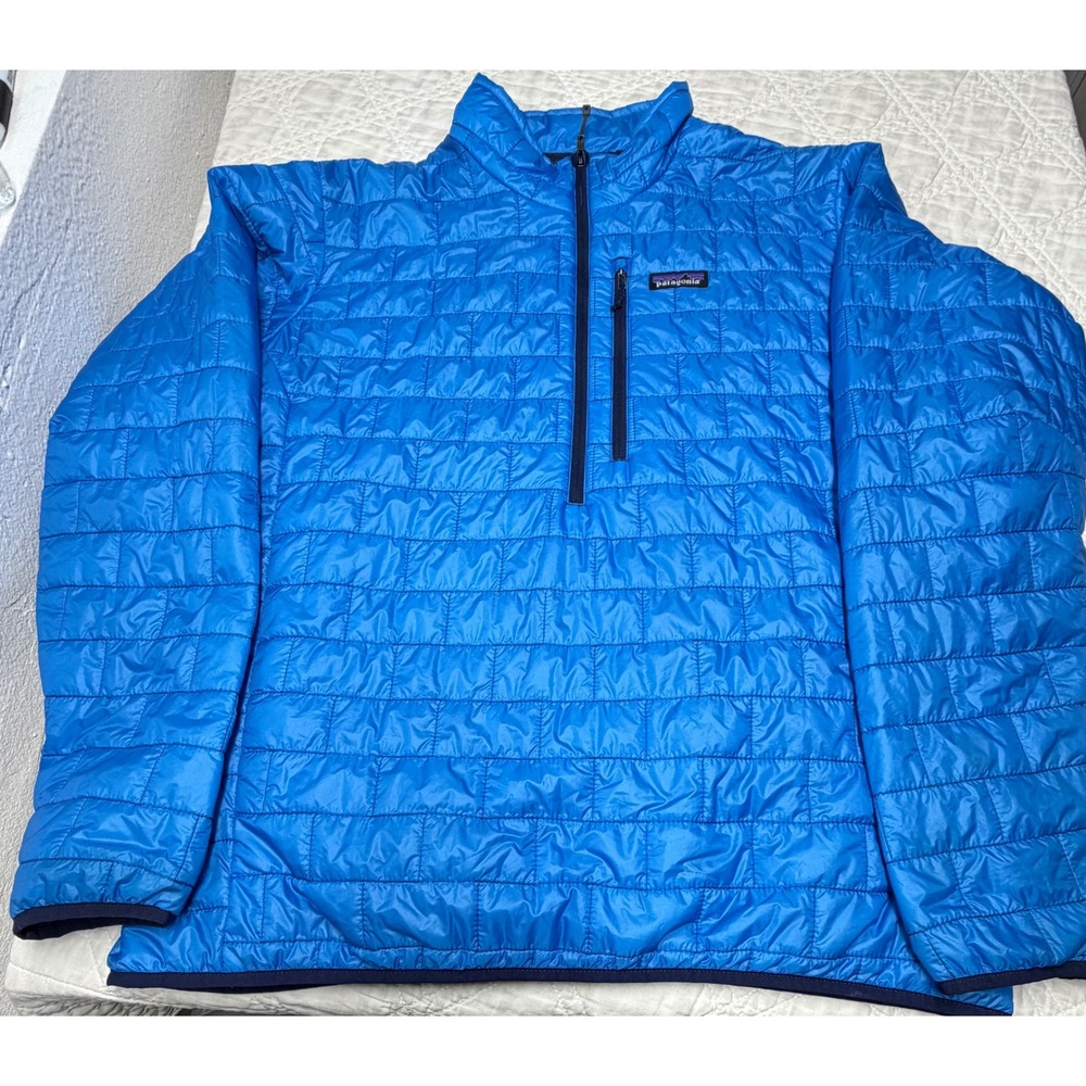 Patagonia Nano Puff Pullover Mens XL Blue Quilted Puffer Jacket full zip